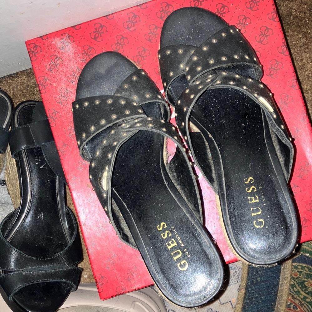Guess Black Studded Mules